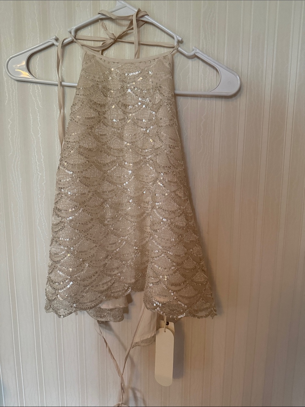 New with tags flat white brand Sequin Halter